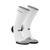 White socks with gray accents and brand logo on a white background