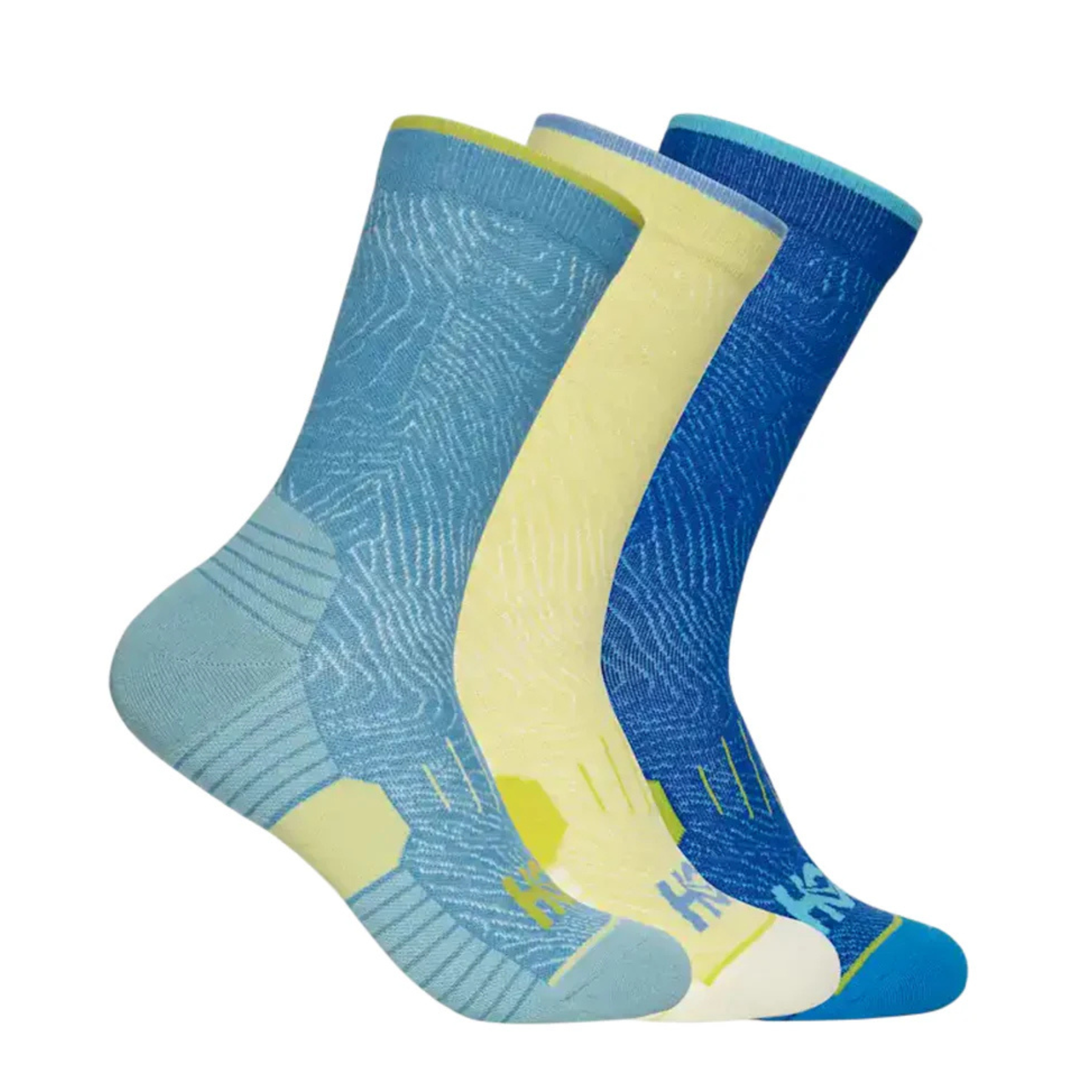 Hoka Crew Run Sock 3-Pack in Alpine Blue/Cardamon/Ultramarine