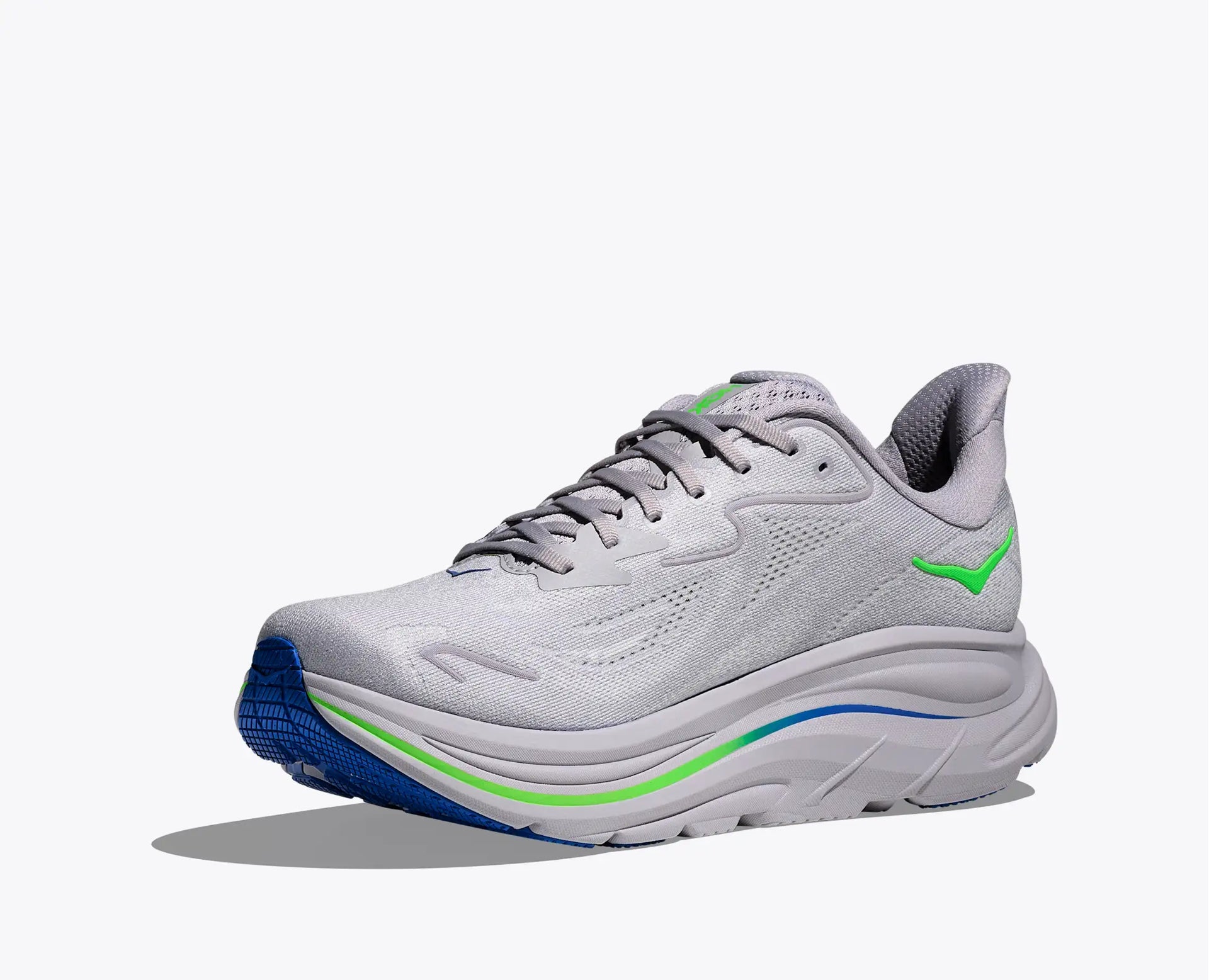 Hoka Men's Clifton 10 in Ash Grey/Neon Green