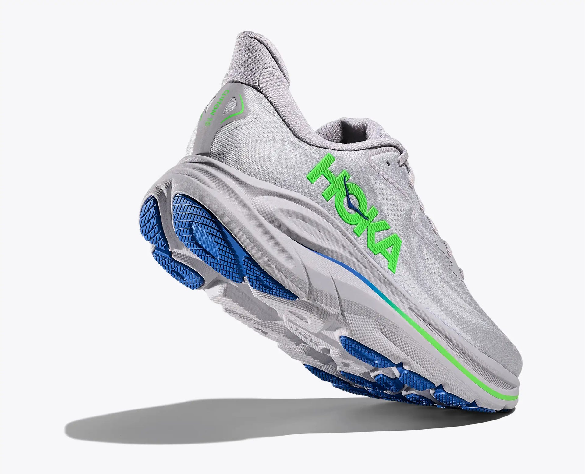 Hoka Men's Clifton 10 in Ash Grey/Neon Green